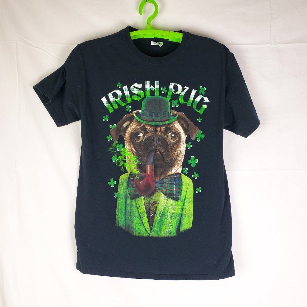 Lucky Men's Irish Pug Tee Shirt Sz M